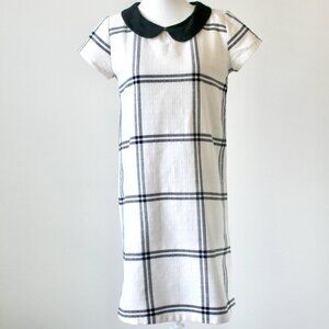 Cherokee Ivory and Black Plaid Collared Preppy Knee-Length Dress Girl's 14-16